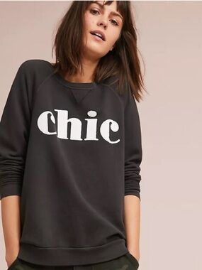 Sol Angeles X Anthropologie Chic Graphic Sweatshirt - Black